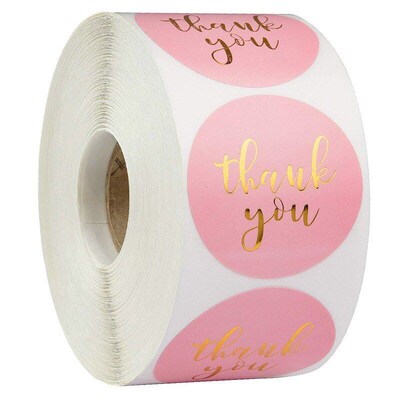 500pcs Round Labels Kraft Paper Thank You Sticker Dragees Ca