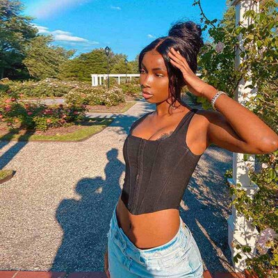 E-girl Vintage Sexy Corset Top Club Wear Black White Bustier