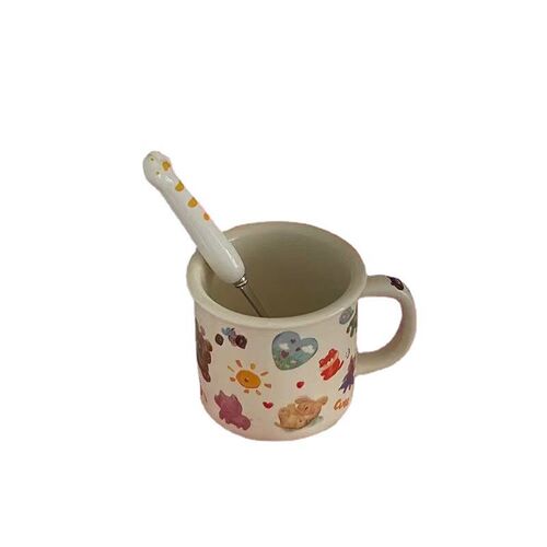 Cartoon Printed Enamel Cup Childrens Milk Cup Household Wat