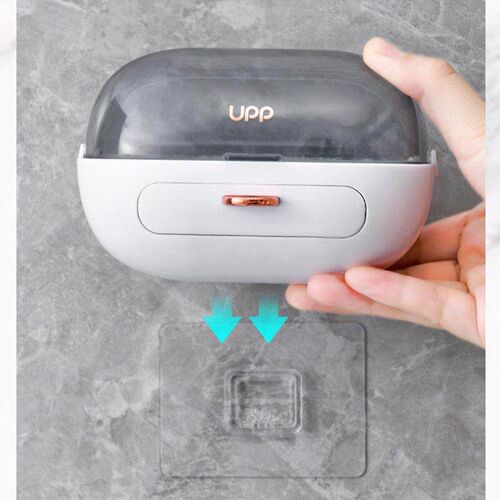 Double-layer Draining Soap Box Wall Mount Transparent Flip-t