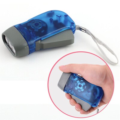3 LED Hand Pressing Dynamo Crank Power Wind Up Flashlight To
