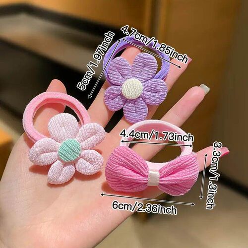 Childrens hair ties in the shape of cute flowers, made from