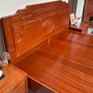 加厚加粗全榫卯结构花梨木实木床明清仿古雕花婚床人床卧室家具