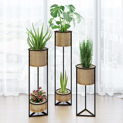 European wrought iron flower shelf pot rack living room inte