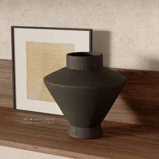 原木中古侘寂风壁龛开放格书柜装饰品民宿陶瓷复古艺术品酒柜摆件