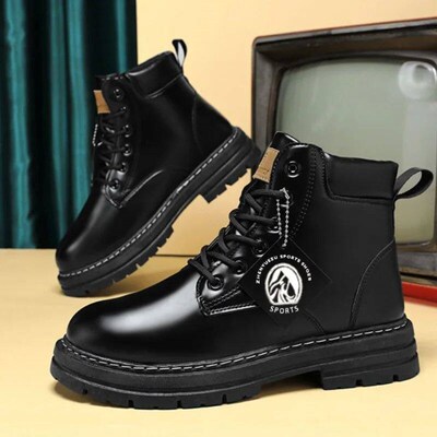 High Top Boot Men Leather Shoe Fahion Motorcycle Ankle Boot