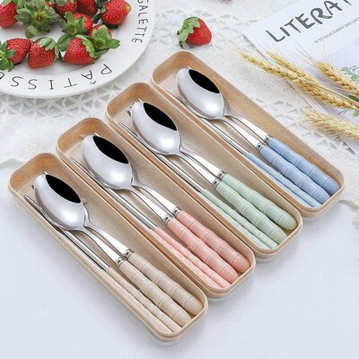 Stainless Steel Portable Cutlery Set - Includes Chopsticks,