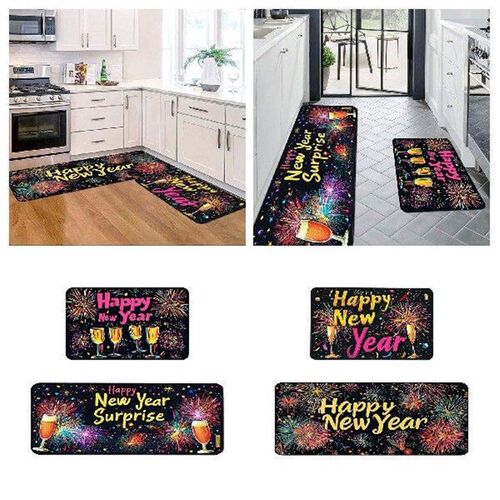 Living Room Rug 2pcs Mode Cheers Star New Year Kitchen Mats