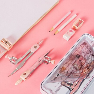 8 In1/Set Compass Ruler Iron Box Binding Mathematical