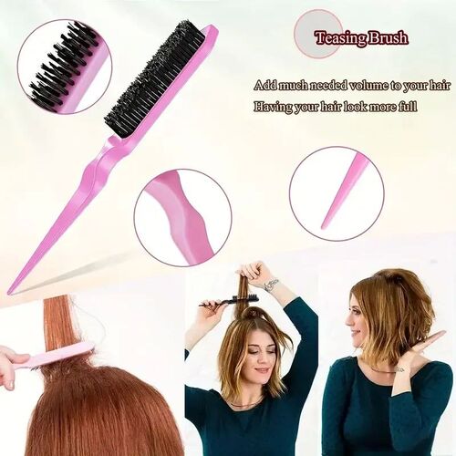 5pcs/set Detangling Hair Brush Curly Hair Curved Rat Tail Co