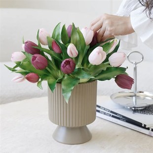 花无缺 高档仿真花手感郁金香假花插花摆设客厅桌面装饰拍照花束