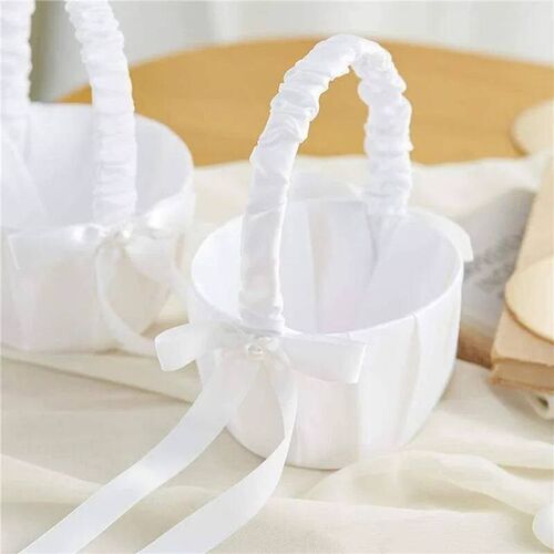 20cm White Girl Flower Baket Silk Wedding Baket for Flower B