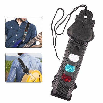 Adjustable with 3 Guitar Picks Holders Guitar Strap Leather