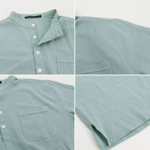 Summer Mens Casual  Shirts Cotton Linen Shirt Blouse Loose