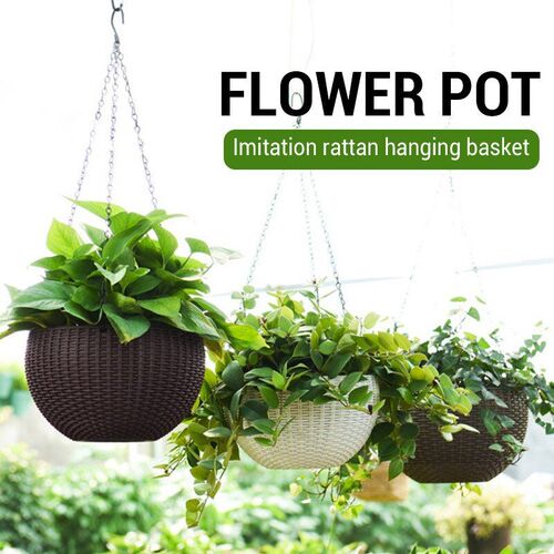 Chain Hanging Planters Flower Pot Basket Plastic Vase Garden