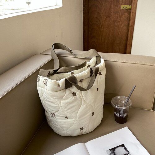 Large Capacity Bags for Women Quilted Bucket Bag Shoulder Ba