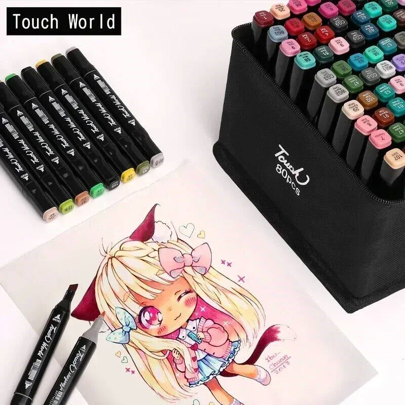 Kids Gift 12/30 Colors Alcohol Felt Markers Pens Dual Tip Pe - 实物图