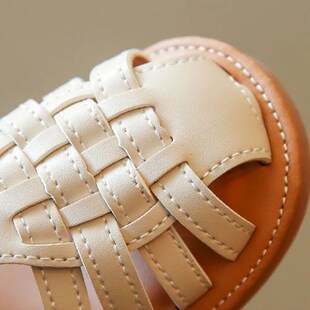 2023 Girls Toe Sand Solid Closed Weave Vintange New Sandals