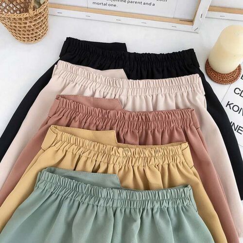 Office Elastic Waist Shorts Women Mini High Waist Shorts Wit
