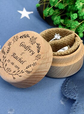 Personalized Rustic Wedding Wood Ring Box Holder Custom Your