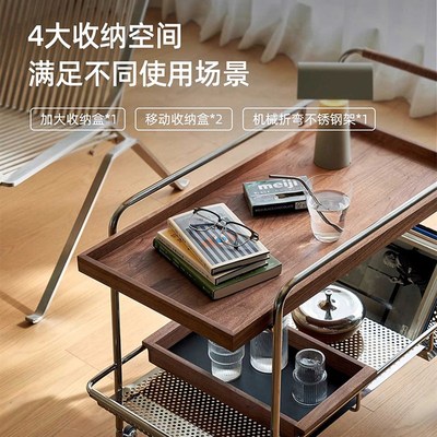 森岛手推车覆古可移动茶几实木斯堪的纳维亚沙发边桌小公寓客厅家