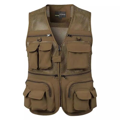 Male Vest Multi-pocket Plus Size Mesh Vest 65#