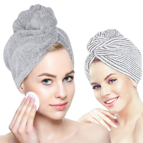 Bamboo Charcoal Fiber Hair Towels Bath Head Turban Wrap Quic