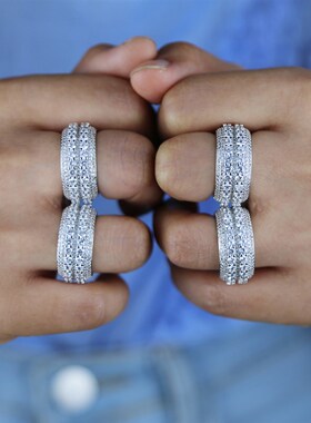 New Full Eternity Wedding Band Rings 2Row Round Big cz For W