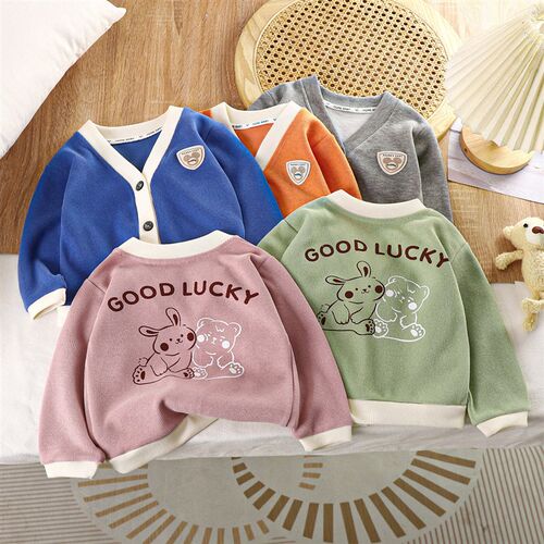 2024 Autumn New Childrens Knitwear Boys Color-block Top Gi