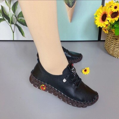 Women Spring Vintage Breathable Shoes Platform Loafers Lace