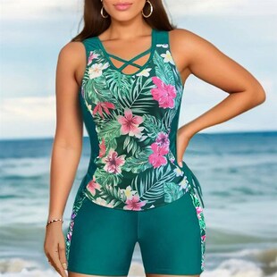 Floral Printed Split Swimwears Fashion Two Pieces Bikinis Se