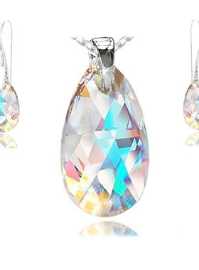Hot Crystals  Blue Aurora Borealis Adorned Woman Fashion Ear