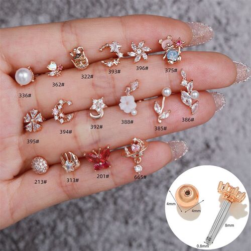 Korean Style Fashion Creative 18k ShFlower Ear Bone Nail 0.8