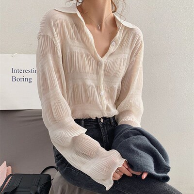 New 2023 Spring Vintage Elegant Women Chiffon Blouses