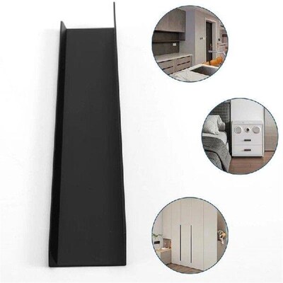 4PCS Black Door Seam Handle Wardrobe Cabinet Door Non-Punch