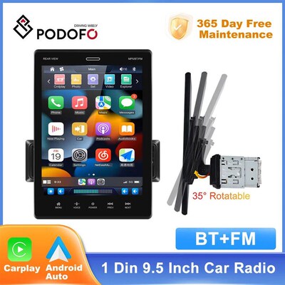 Podofo 1Din Car Radio 9.5 Universal Car Multimedia Player