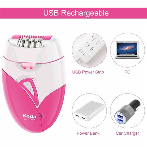 Electric Epilator USB Rechargeable Women Shaver Whole Body A