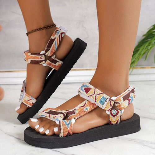 Summer Flat Womens Shoes  Rope Set Foot Beach Sandals Outdo