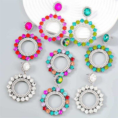 Exaggerated Fashion Color Diamond Round Alloy Diamond Rhines