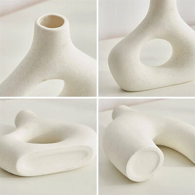 2pcs Frosted Ceramic Vase Nordic Style White Vase Light Luxu