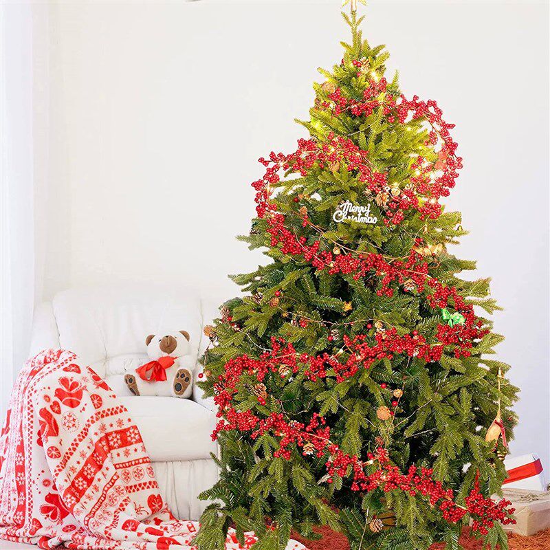 5.9ft/180cm Red Berry Christmas Garland Optional lighting Go图片
