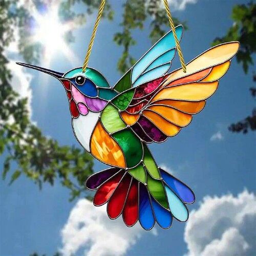 Modern Acrylic Owl Catcher Colored Glass Window Hanging