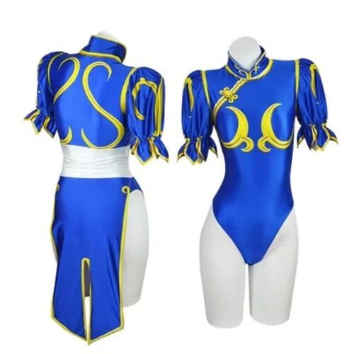 Game Chun Li Cosplay Costume Dress Swimsuit Jumpsuits  Skit