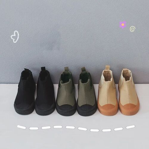 Children high-top canvas shoes baby with cotton warm soft bo