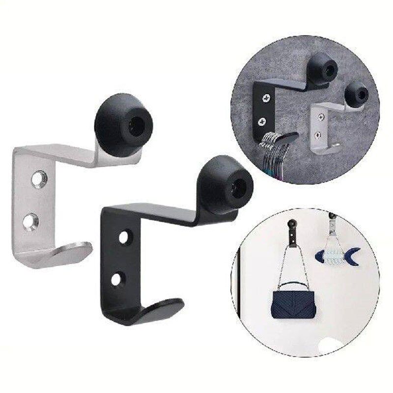 Door Stopper With Wall Mount Hooks Holder Doorknob Rubber - 实物图