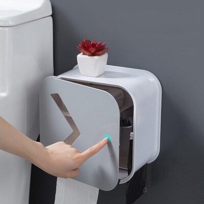 Toilet Paper Roll Holder Punch-free Wall-mounted Tissue Box