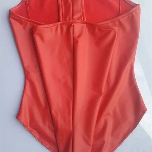 COSPLAY Latex Maid High Cut Bodysuit High Neck Halter Body