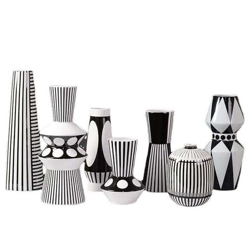 Modern Simple Nordic Style Minimalist Black and White Stripe