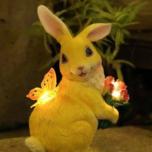 Solar Bunny Lights Outdoor Pathway Animal Sculpture Garden