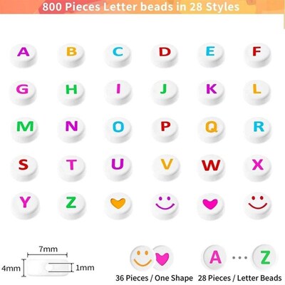 800 Pieces Letter Beads for Making 28 PatterQns and 8 Color